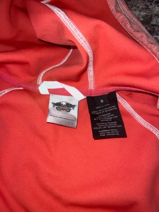 Harley-Davidson Women's Coral Zip Hoodie Jacket with Logo Sleeves - Picture 3 of 5